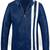 Men's racer blue white strip leather straight zip pockets lambskin jacket slim fit moto style