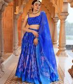 Printed Thread Work Ready to Wear Lehenga & Unstitched Blouse With Dupatta