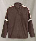 men's dark brown suede leather biker jacket classic moto zip