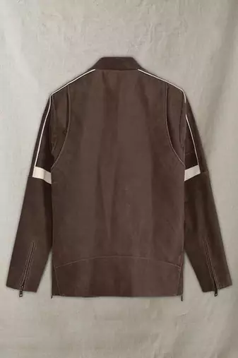 men's dark brown suede leather biker jacket classic moto zip