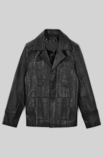 Classic vintage black stylish pure lambskin leather jacket