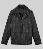 Classic vintage black stylish pure lambskin leather jacket