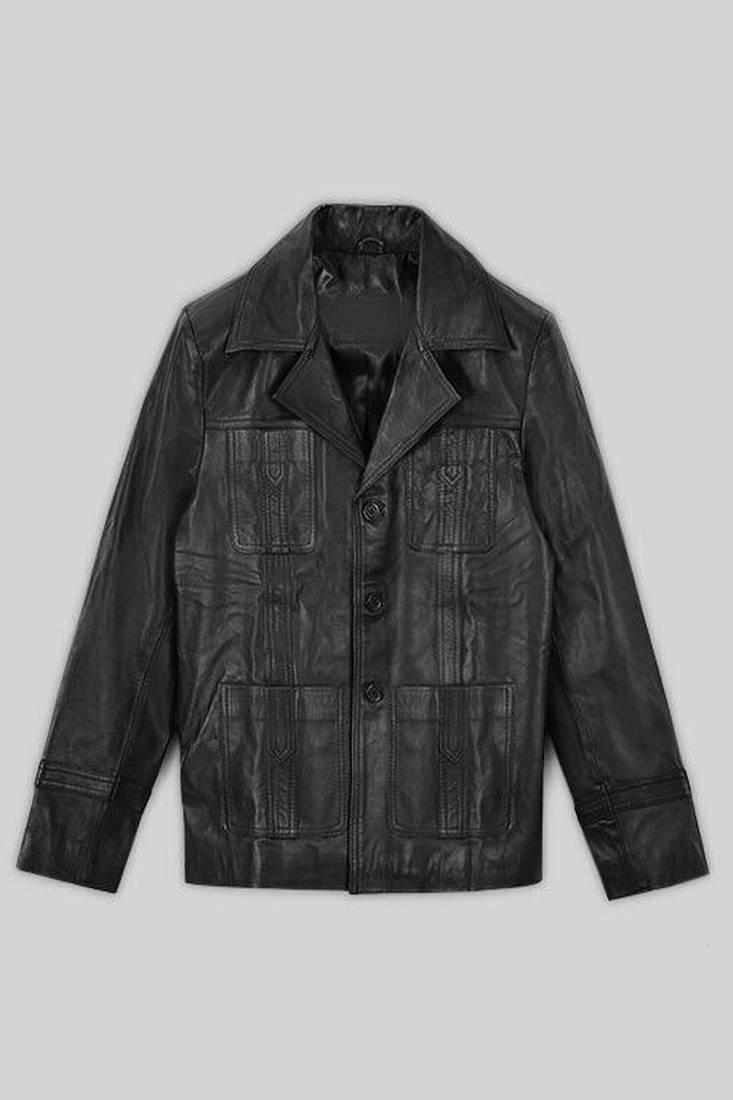 Classic vintage black stylish pure lambskin leather jacket