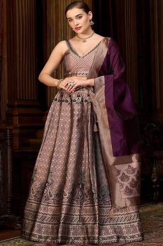 Semi Stitched Lehenga & Blouse With Dupatta
