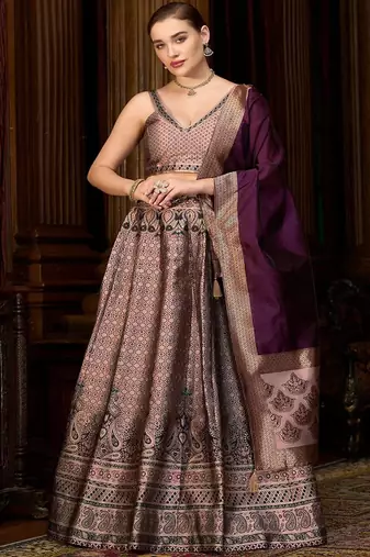 Semi Stitched Lehenga & Blouse With Dupatta