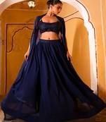 Embroidered Sequinned Georgette Ready To Wear Lehenga & Blouse With Dupatta