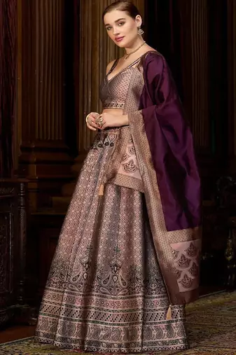 Semi Stitched Lehenga & Blouse With Dupatta