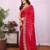 Red chiffon sequence work saree with matching blouse piece