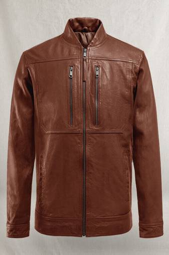 men's dark brown lambskin leather biker jacket classic moto zip superior