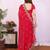 Red chiffon sequence work saree with matching blouse piece