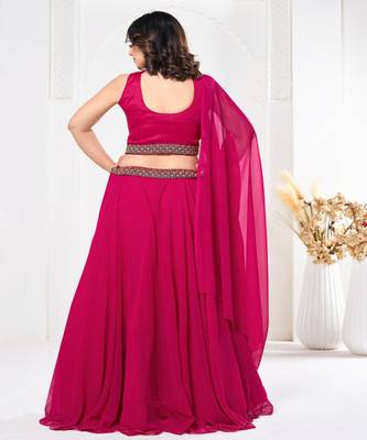 Embroidered Beads and Stones Semi Stitched Lehenga & Blouse With Dupatta 3