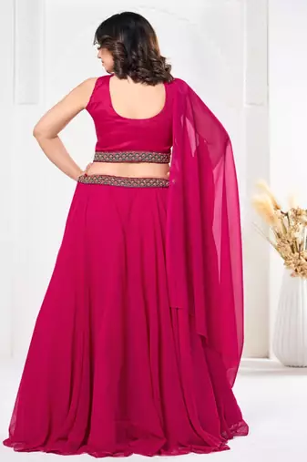 Embroidered Beads and Stones Semi Stitched Lehenga & Blouse With Dupatta