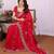 Red chiffon sequence work saree with matching blouse piece