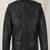 Classic vintage black stylish pure lambskin leather jacket 4 pockets button
