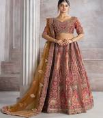 Embroidered Thread Work Semi Stitched Lehenga & Unstitched Blouse With Dupatta
