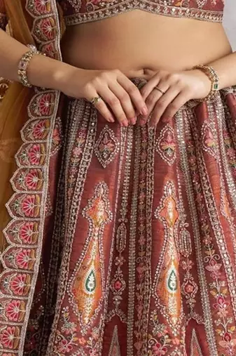 Embroidered Thread Work Semi Stitched Lehenga & Unstitched Blouse With Dupatta