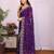 Purple chiffon sequence work saree with matching blouse piece