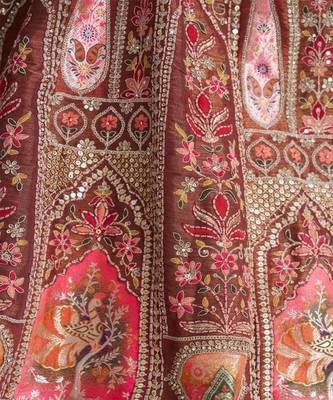 Embroidered Thread Work Semi Stitched Lehenga & Unstitched Blouse With Dupatta 4