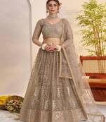 Embroidered Semi Stitched Lehenga & Unstitched Blouse With Dupatta