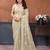 Yellow georgette embroidery resham work saree with matching blouse piece