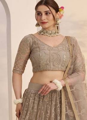 Embroidered Semi Stitched Lehenga & Unstitched Blouse With Dupatta 2