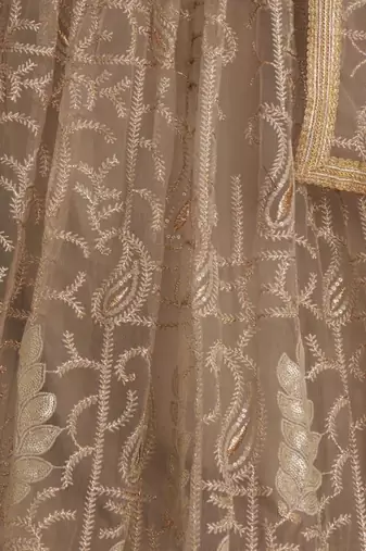 Embroidered Semi Stitched Lehenga & Unstitched Blouse With Dupatta