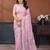 Pink georgette embroidery resham work saree with matching blouse piece
