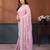 Pink georgette embroidery resham work saree with matching blouse piece