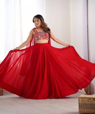 Embroidered Thread Work Ready to Wear Lehenga & Blouse With Dupatta 3