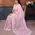 Pink georgette embroidery resham work saree with matching blouse piece