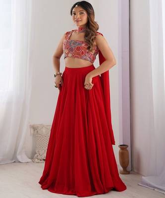 Embroidered Thread Work Ready to Wear Lehenga & Blouse With Dupatta 4