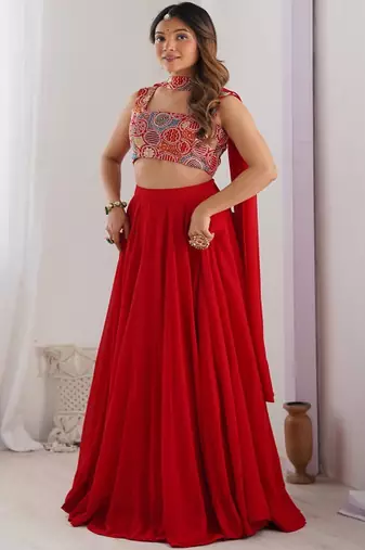 Embroidered Thread Work Ready to Wear Lehenga & Blouse With Dupatta
