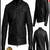Mens genuine quilted shoulder classic vintage black stylish pure lambskin leather jacket
