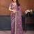 Lavender georgette embroidery coding work saree with matching blouse piece