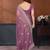 Lavender georgette embroidery coding work saree with matching blouse piece