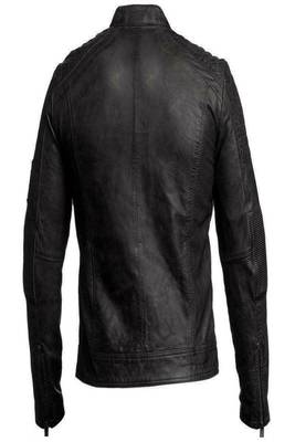 men's black premium lambskin leather jacket quilted shoulder detailing exclusive 4