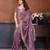 Lavender georgette embroidery coding work saree with matching blouse piece
