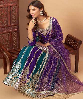 Embroidered Lehenga With Choli & Dupatta 1
