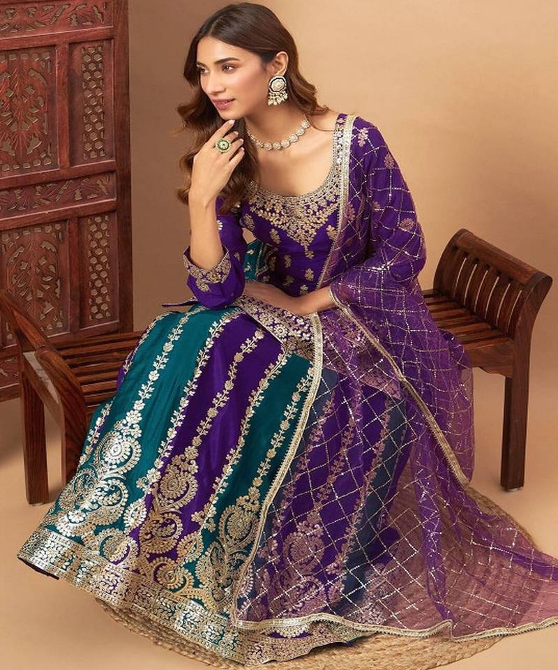 Embroidered Lehenga With Choli & Dupatta