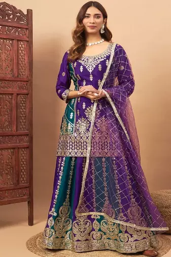 Embroidered Lehenga With Choli & Dupatta