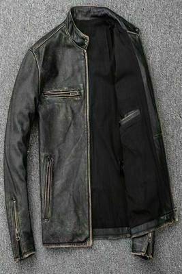 men's black lambskin leather biker jacket vintage inspired look versatile 3