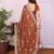 Rust orange georgette embroidery coding work saree with matching blouse piece