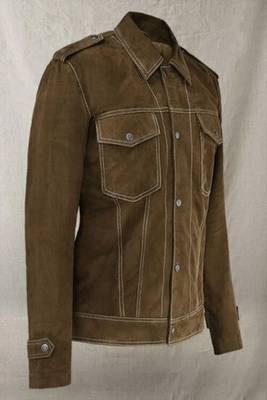 men's brown suede leather jacket classic zip up style versatile 3