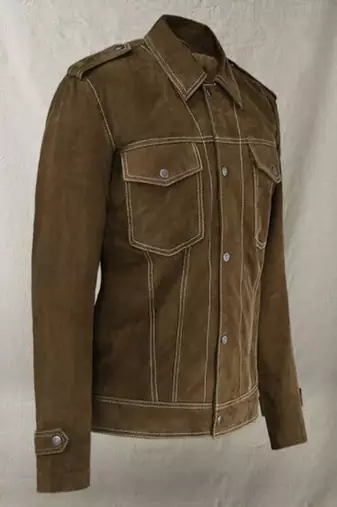 men's brown suede leather jacket classic zip up style versatile