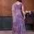 Lavender moss chiffon embroidery work saree with matching blouse piece