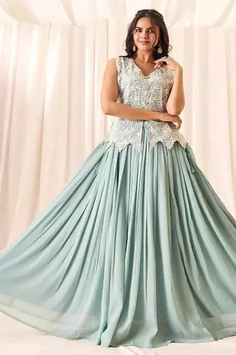 Floral Embroidered Choli With Skirt