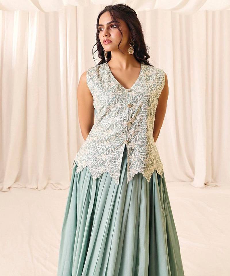 Floral Embroidered Choli With Skirt