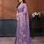 Lavender moss chiffon embroidery work saree with matching blouse piece