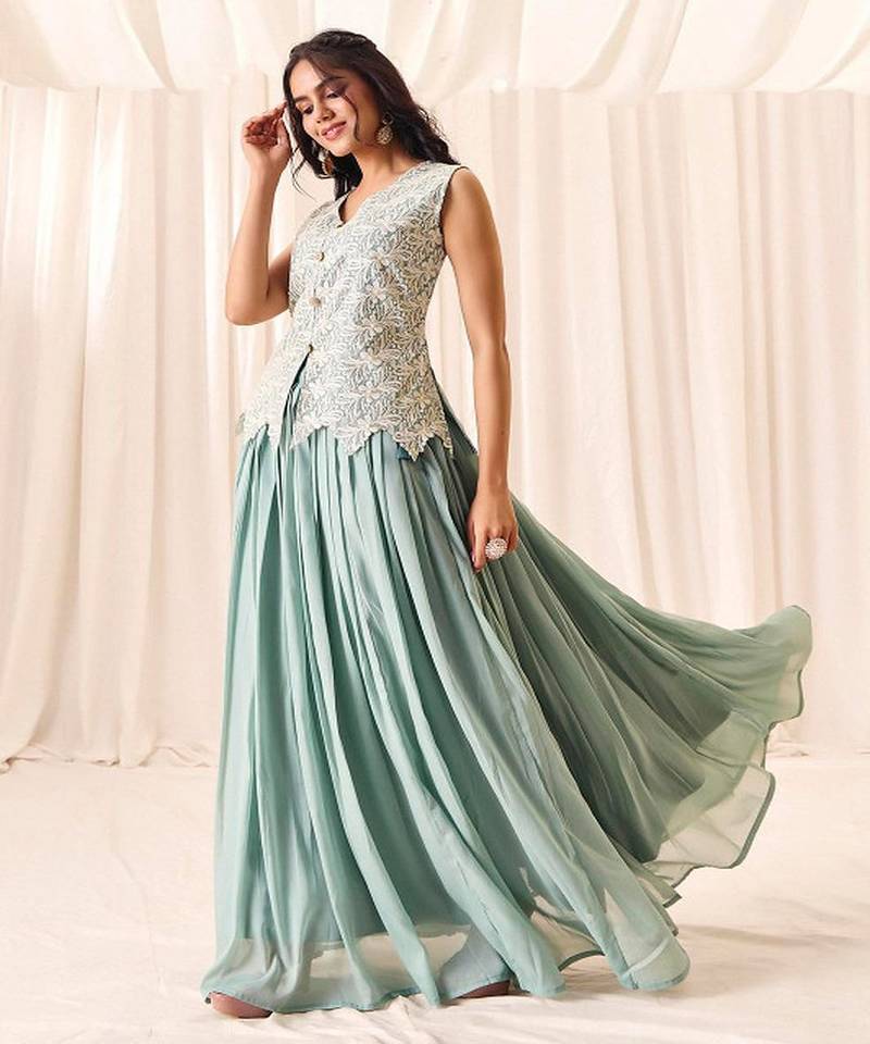 Floral Embroidered Choli With Skirt