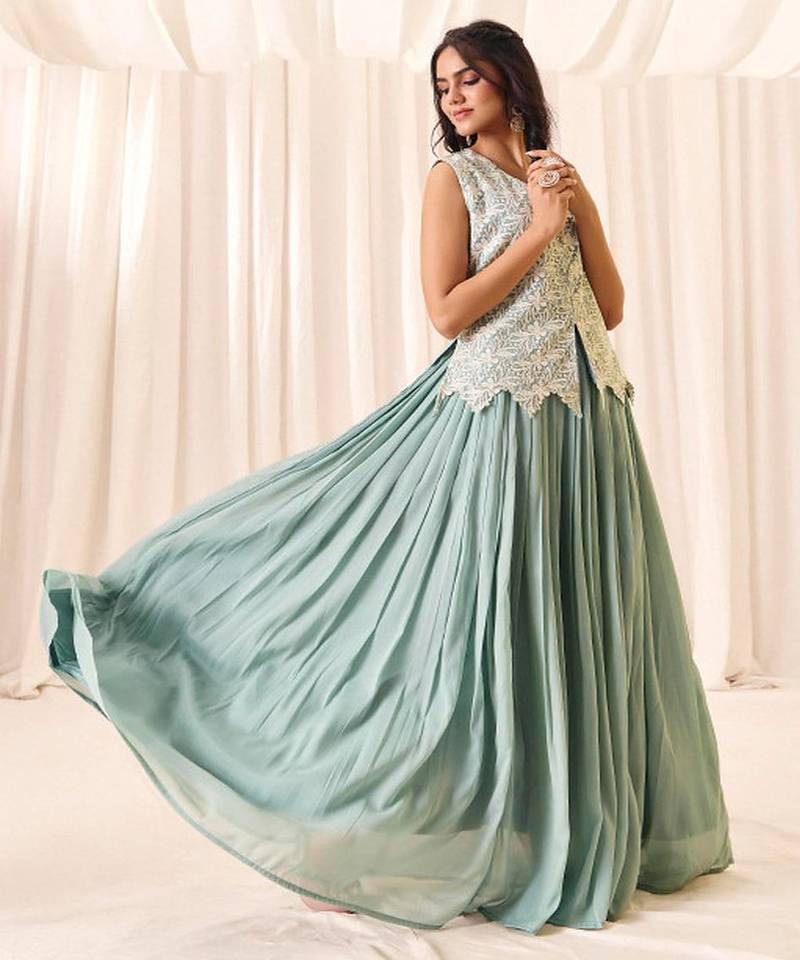 Floral Embroidered Choli With Skirt